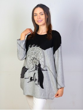 Ladies Penguin Printed Knit Fashion Top 